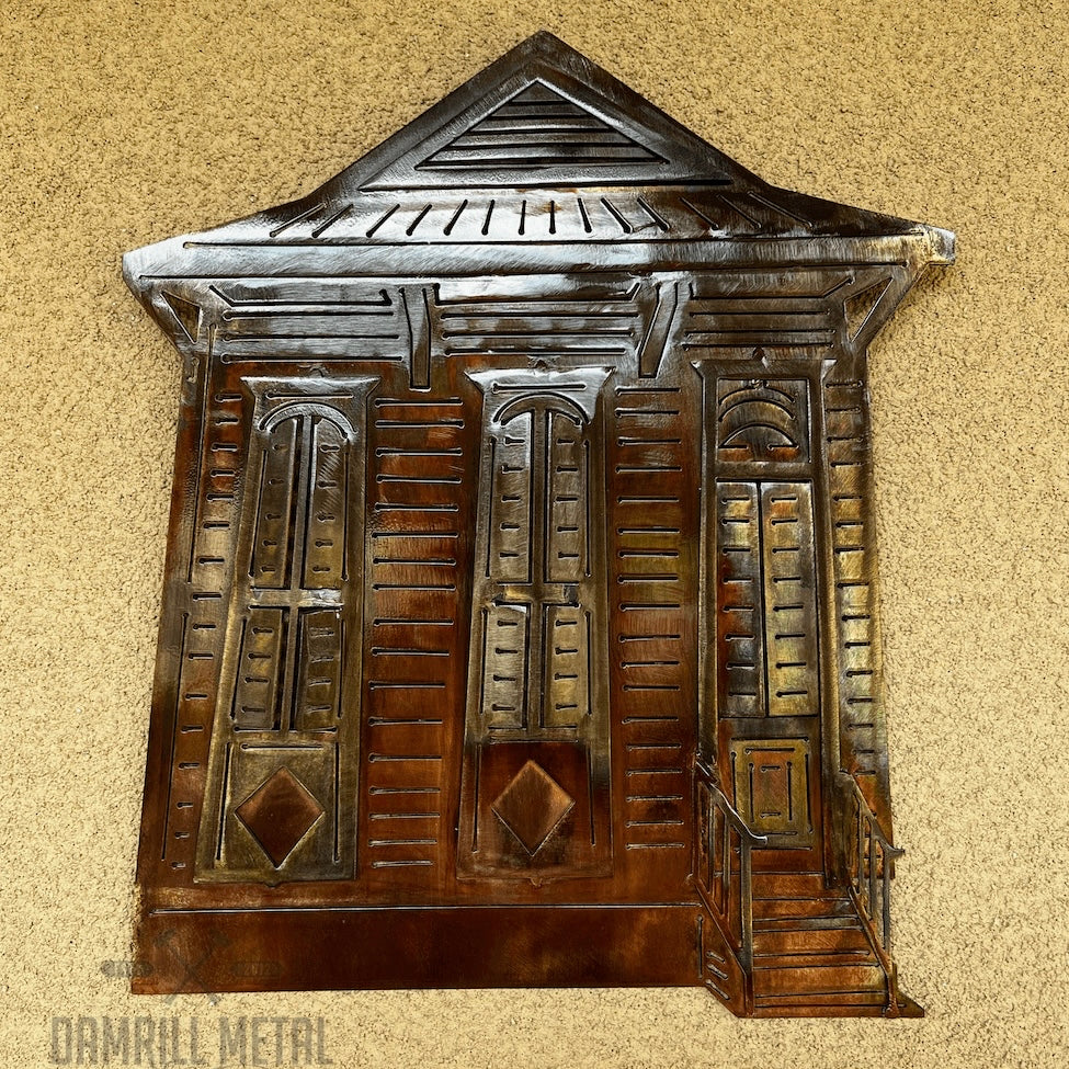 New Orleans Shotgun House Copper Finish Metal Art