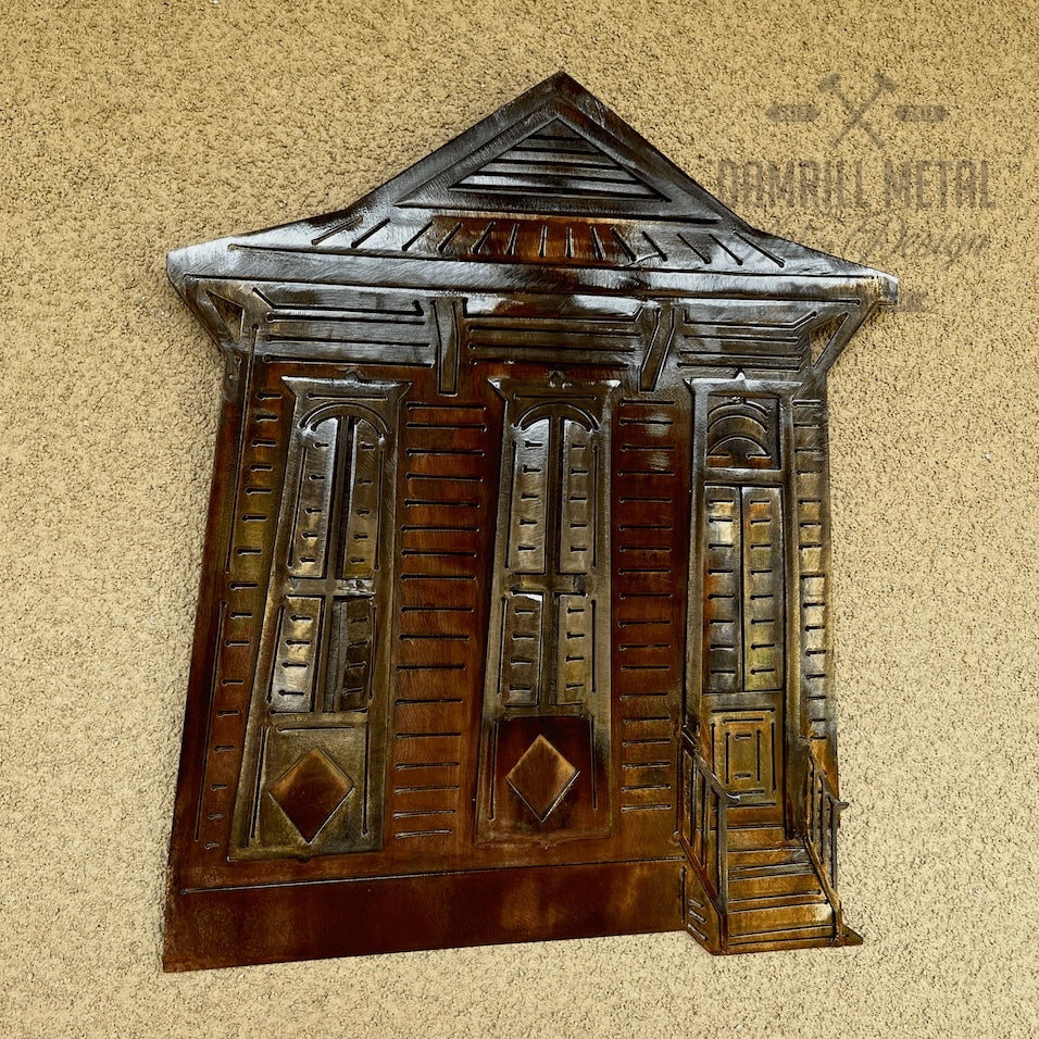 New Orleans Shotgun House Copper Finish Metal Art