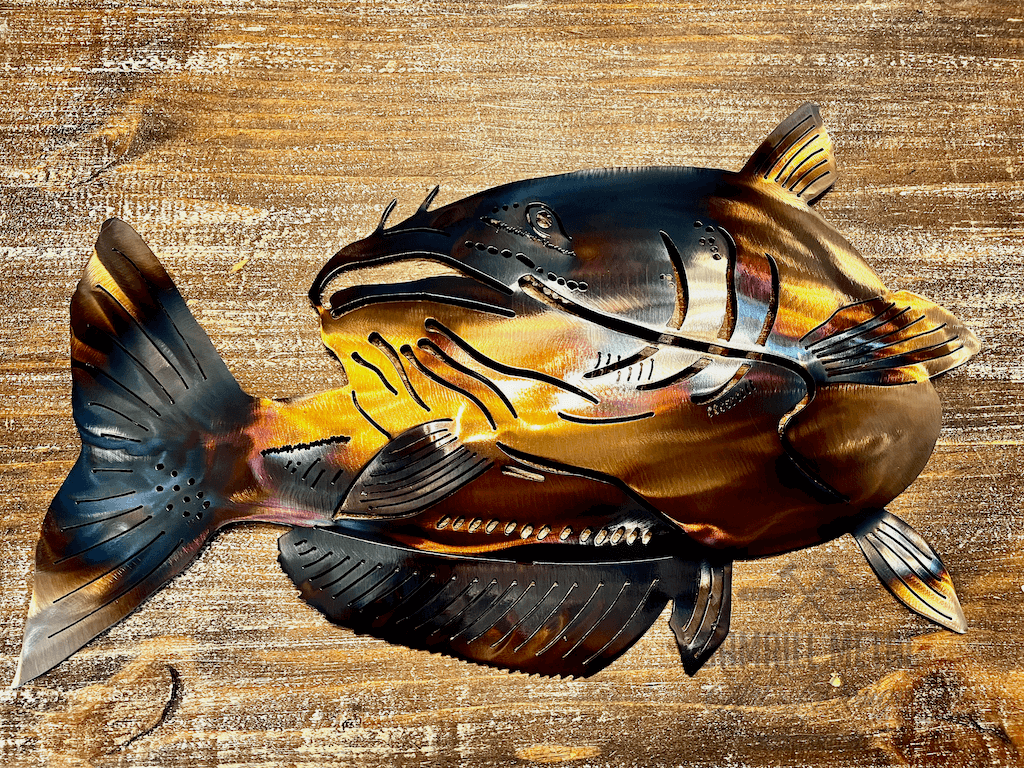 Blue Catfish Metal Wall Art Decor Fishing Polliwog Mud Cat