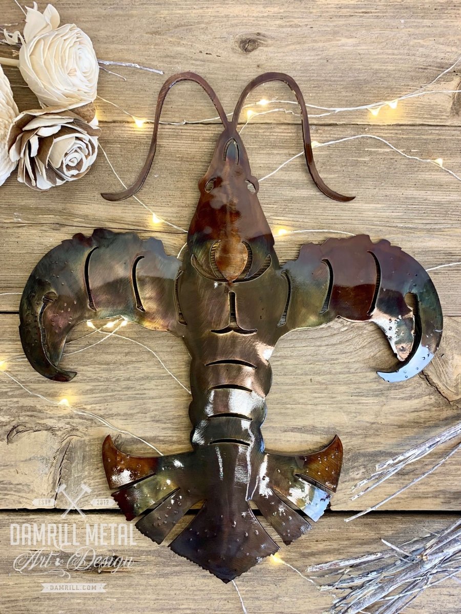 Crawfish Fleur de Lis Metal Art - Damrill Metal Sculpture