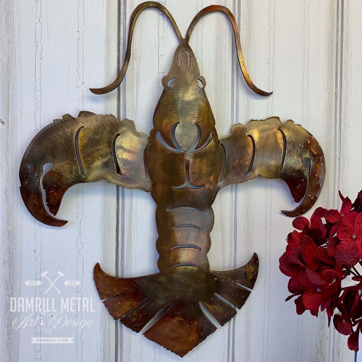 Crawfish Fleur de Lis Metal Art - Damrill Metal Sculpture
