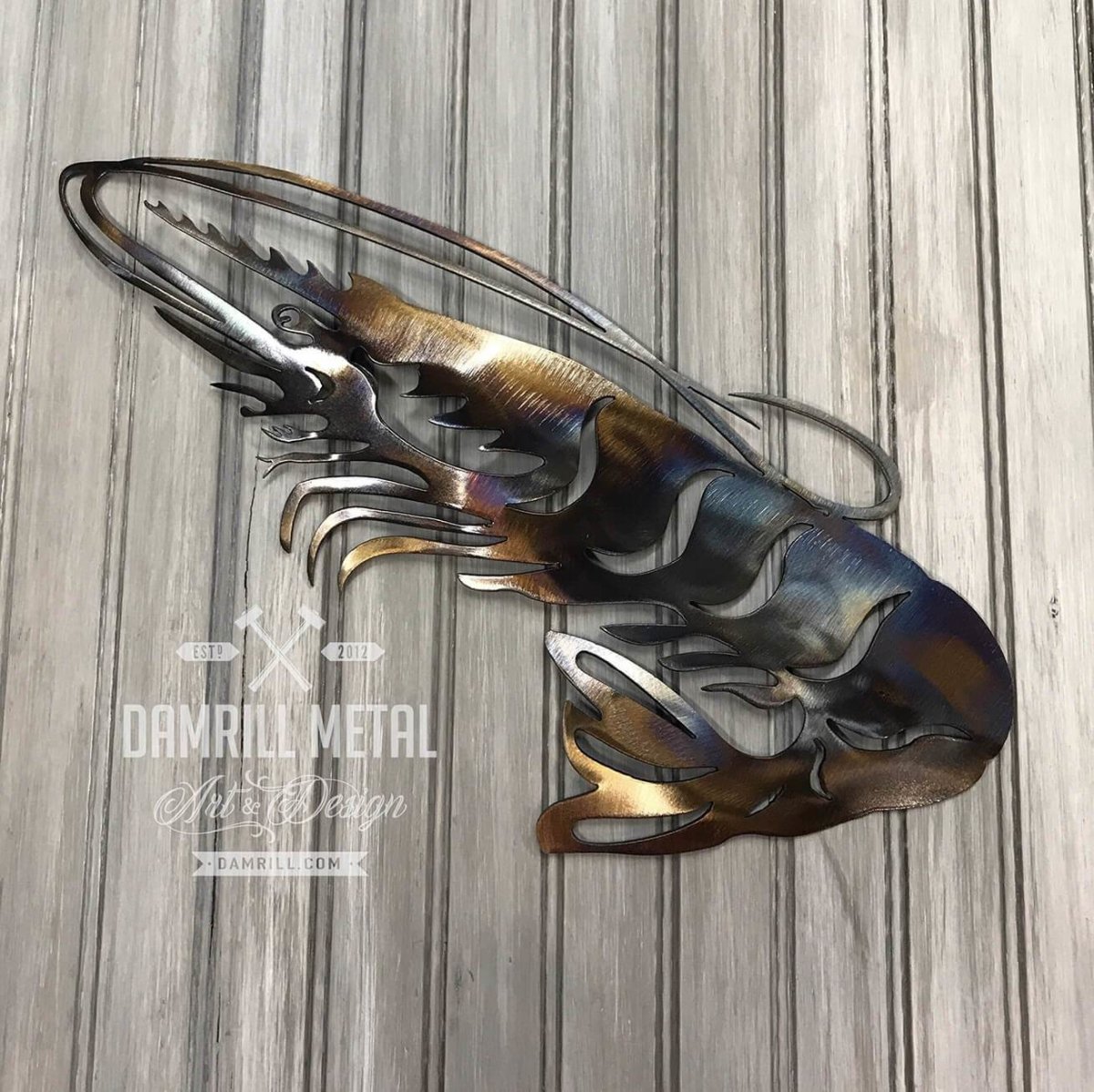 Gulf Shrimp Metal Art - Damrill Metal Sculpture