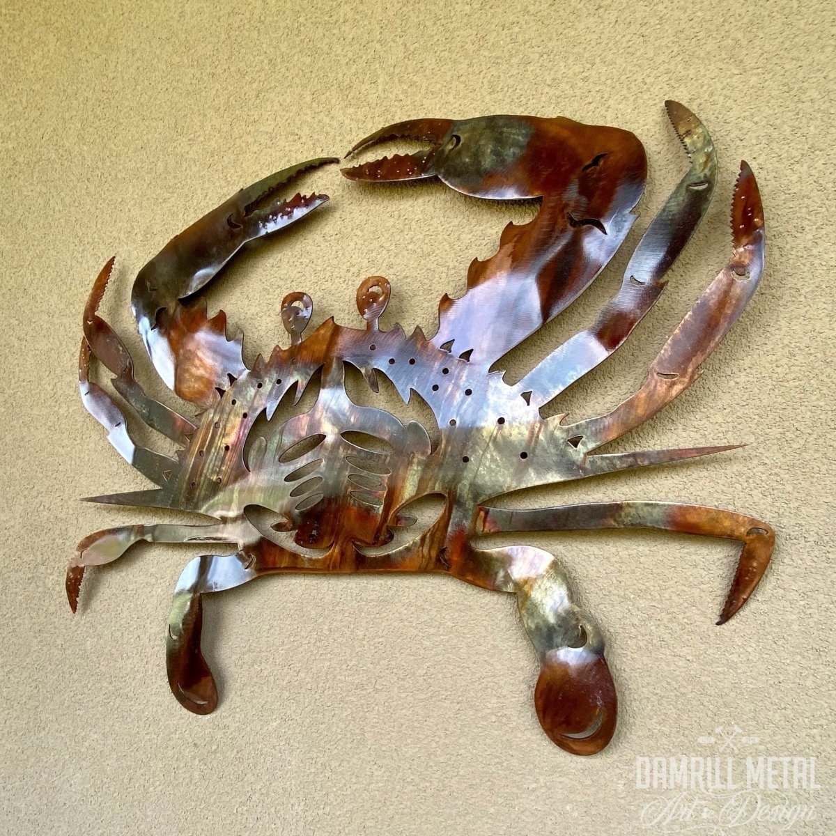 Crab Wall Hook, 5 X 6, Metal Hook, Metal Art, Painted Metal Towel