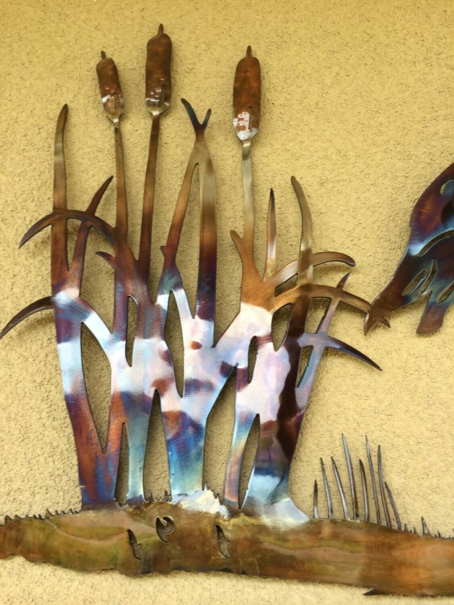 Blue Heron at Swamps Edge On The Bayou Cypress Metal Art - Damrill Metal Sculpture