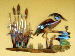 Blue Heron at Swamps Edge On The Bayou Cypress Metal Art - Damrill Metal Sculpture