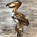Brown Pelican sitting on a pier Metal Art - Damrill Metal Sculpture