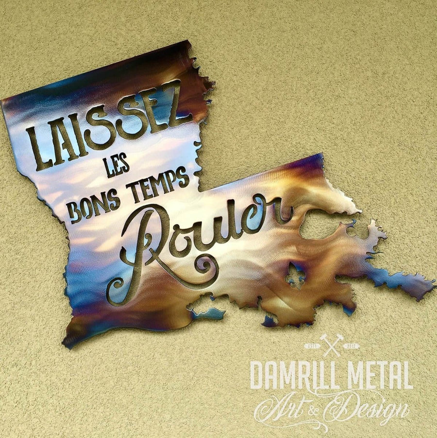 Laissez Les Bons Temps Rouler Louisiana Metal Art Boot - Damrill Metal Sculpture