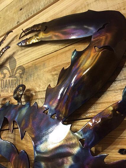 Metal Blue Crab Wall Art Crustacean Seafood - Damrill Metal Sculpture