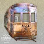 New Orleans Streetcar Copper Finish Metal Art Trolly St Charles - Damrill Metal Sculpture
