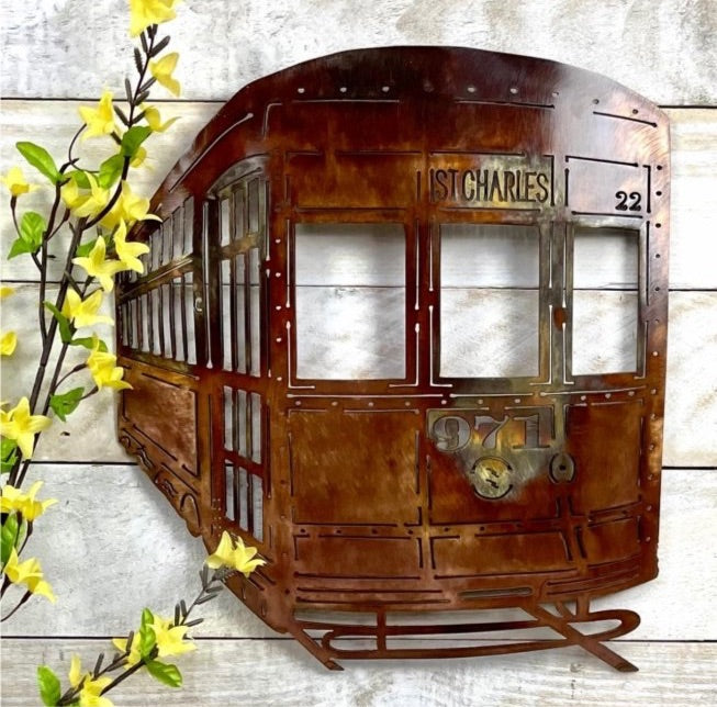 New Orleans Streetcar Metal Art Damrill Art & Design