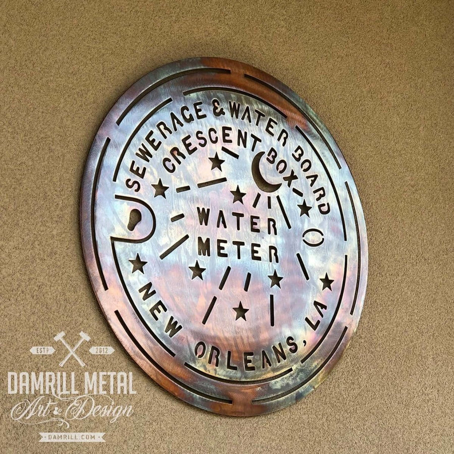 New Orleans Water Meter Cover Meter Box Metal Art - Damrill Metal Sculpture