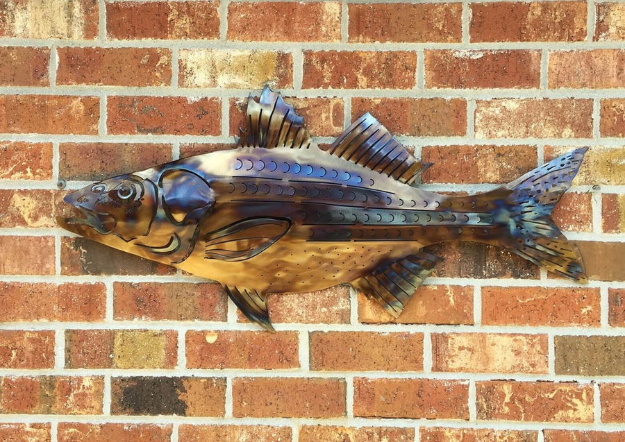Stripped Bass Metal Wall Art Fish - Damrill Metal Sculpture