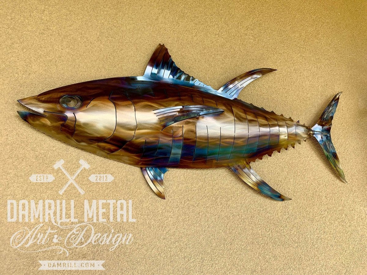 Yellowfin Tuna Metal Wall Art Man Cave Beach Decor Lake House Ocean Beach Decor Sculpture - Damrill Metal Sculpture